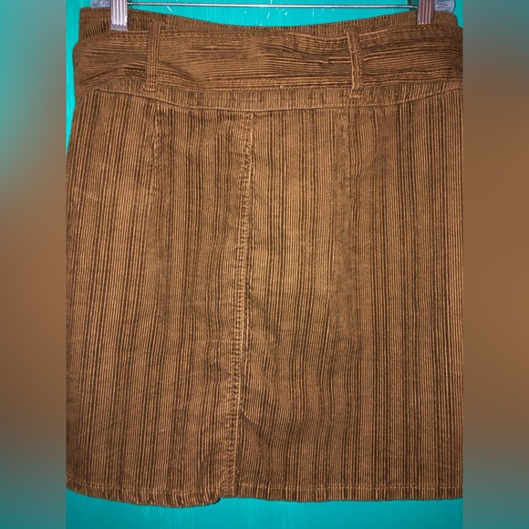Brown Corduroy Mini Skirt with Waist Tie - Picture 4 of 7